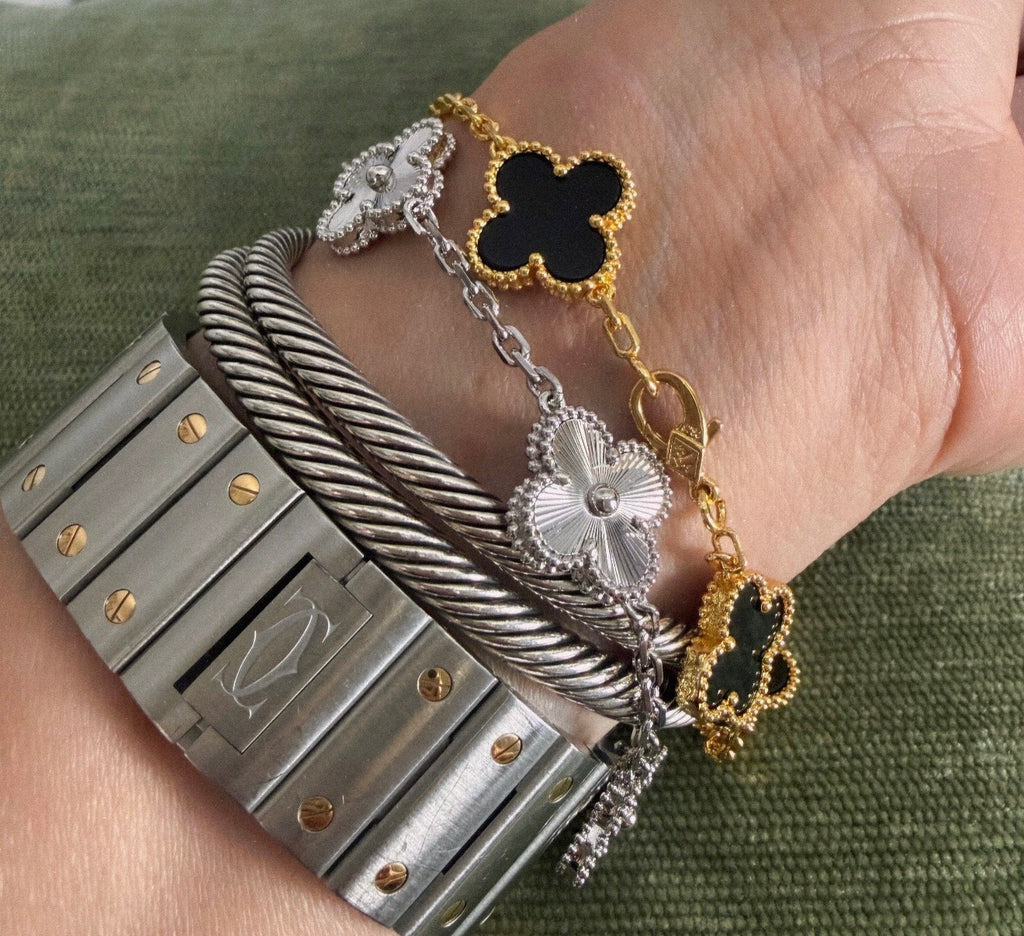 Gold and black flower bracelet