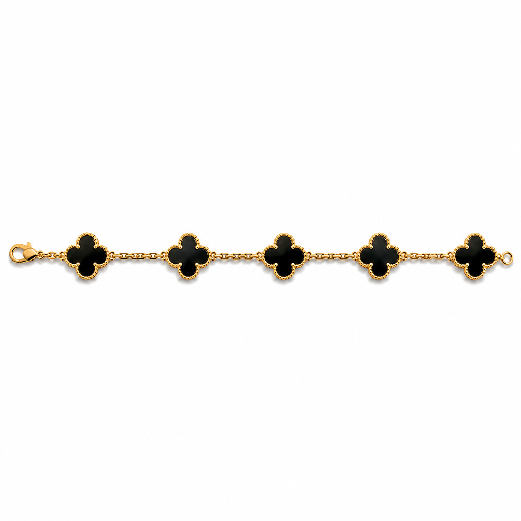 Gold and black flower bracelet